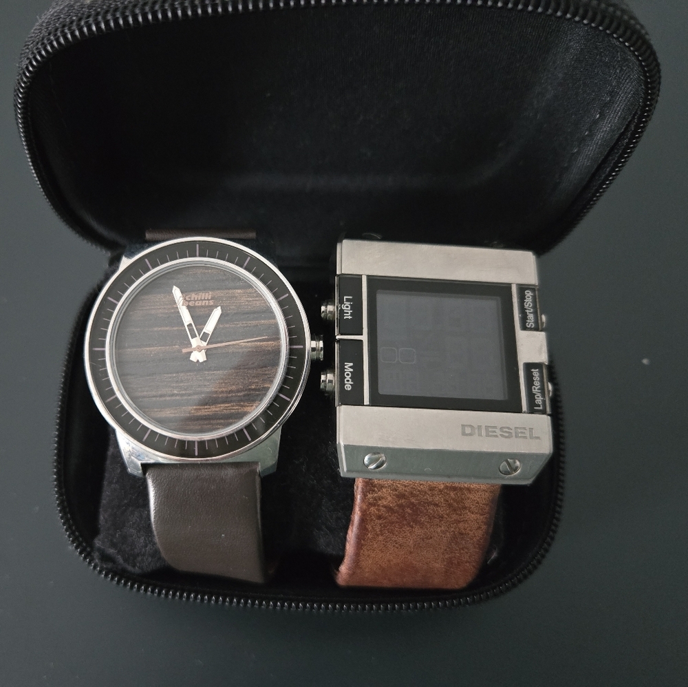 Set Of 2 Quartz, Stainless Steel And Leather Watches - Chilli Beans And Diesel